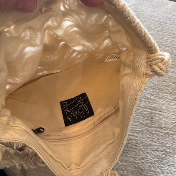 Billabong Cream Macrame Crossbody Bag – Boho Crochet Fringe Purse 100% Cotton - Picture 10 of 11